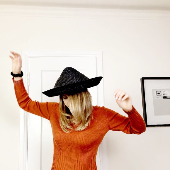 BCBG Black Straw Hat - Picture 9 of 12